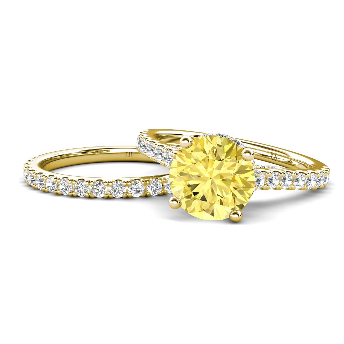 Kalina 2.73 ctw Created Yellow Sapphire Accented Lab Grown Diamonds Bridal Set Ring  